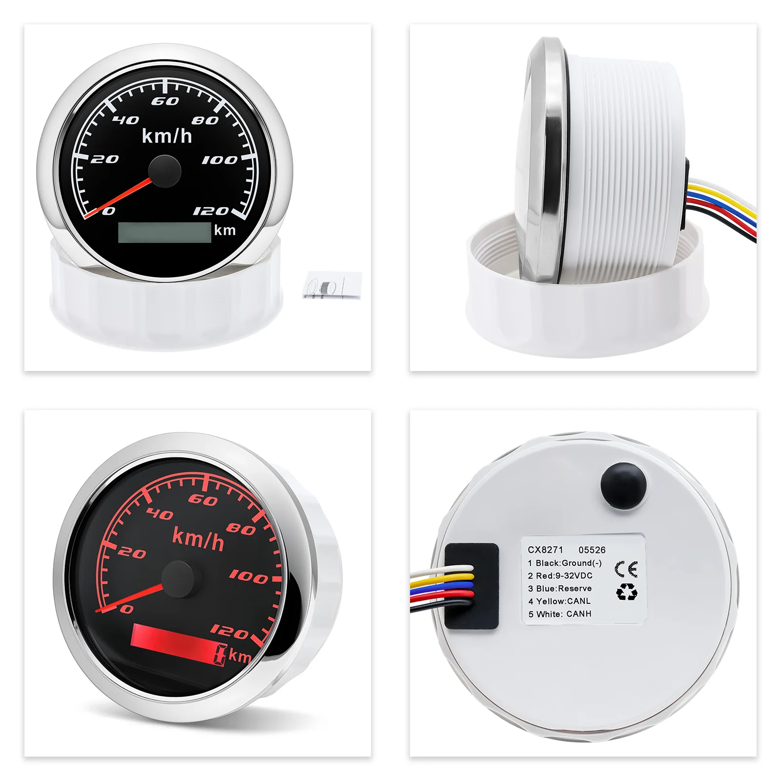 85MM Waterproof Pulse Speedometer Odometer 7 Color LED Backlight 120KM/H Speed Meter For Marine Boat Truck Car 12V 24V Custom