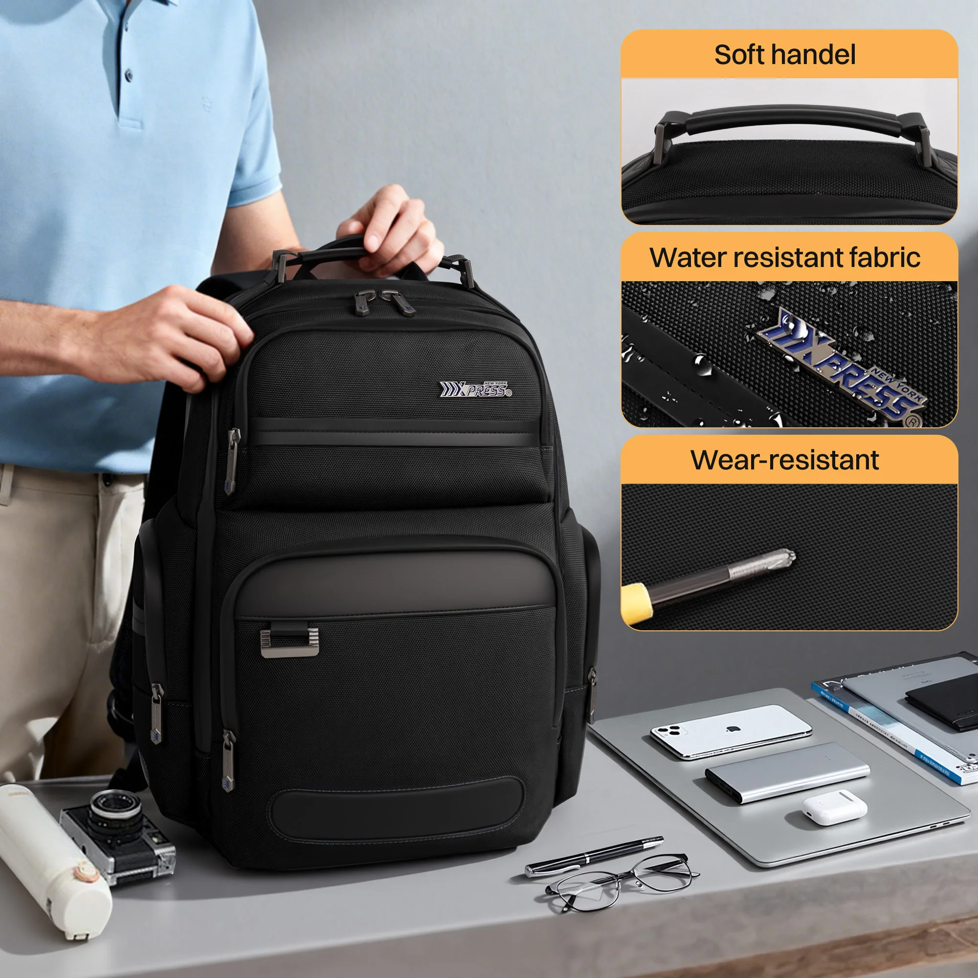 Men Business Laptop Backpack Airline Approved Carry On Backpack Large Casual Work Daypack Computer Bag Fits 15.6