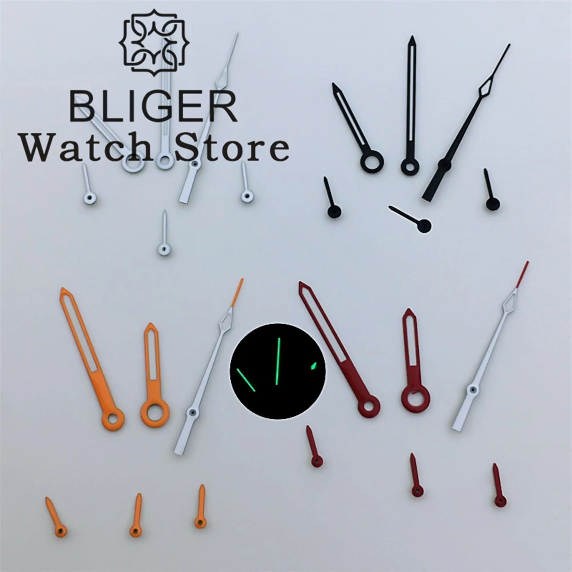 Jam tangan BLIGER tangan dengan VK63 jam tangan kuarsa gerakan perak kuning merah hijau bercahaya 6 buah/Set cocok gerakan VK63