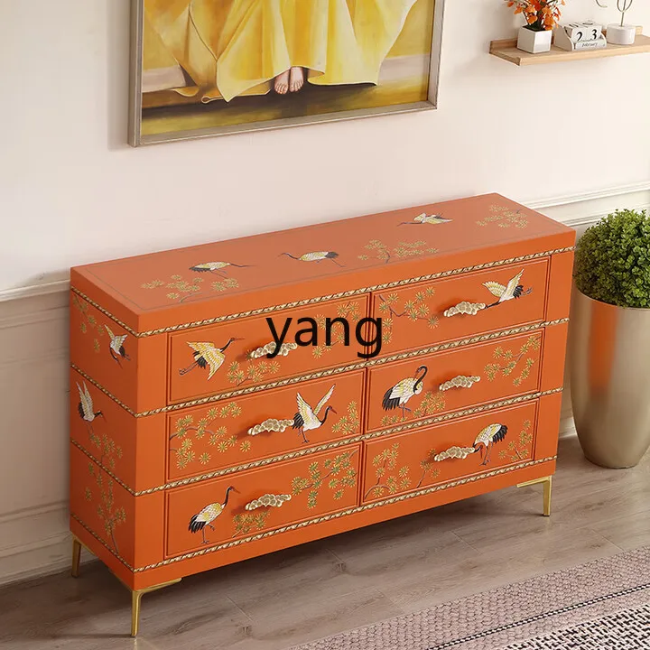 LTT hand-painted high-end bedroom storage bedside TV chest orange porch cabinet