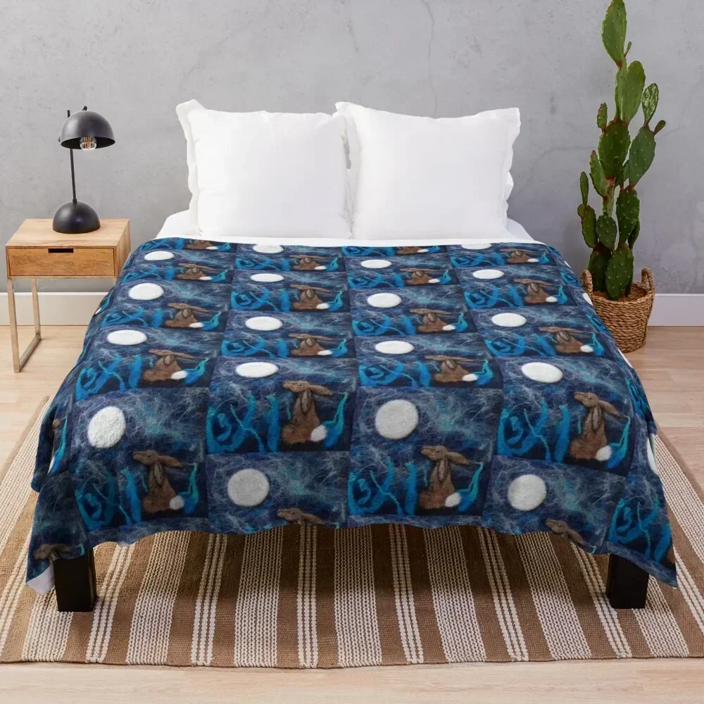 

Blue Moon Hare Throw Blanket Stylish Warm Blanket for Living Room Bedroom