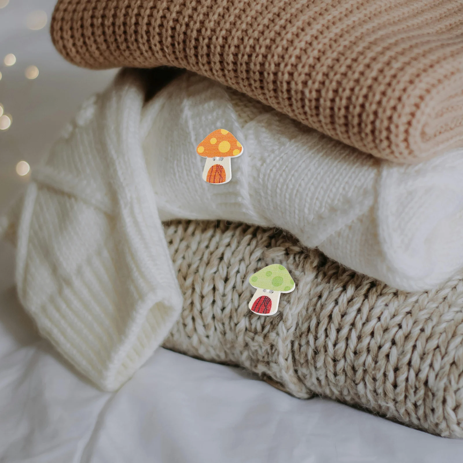 

50pcs Mushroom House Cute Craft Decorative Accessories Diy Clothing Bags Hats Bulk Crafting Durable Natural Wood Button