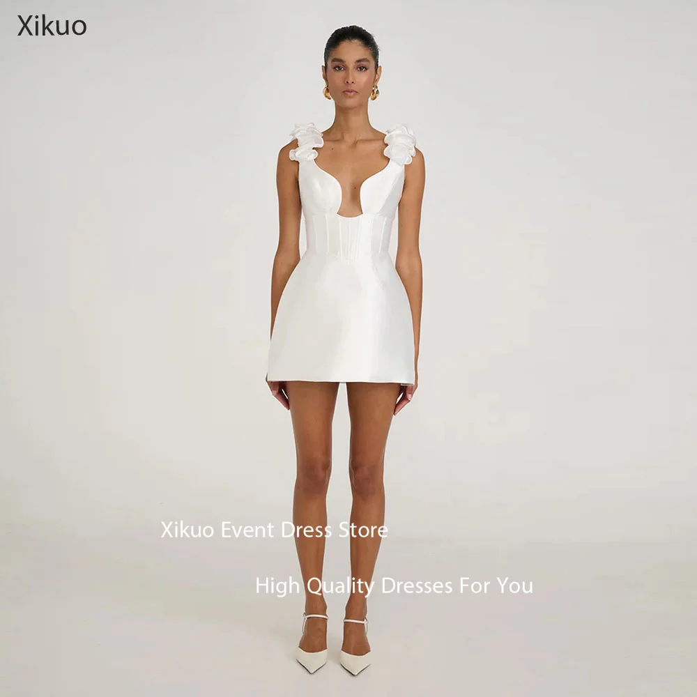 Xikuo-vestido De Novia Sexy con volantes De alta calidad, sin mangas, Mini longitud, línea A, personalizado