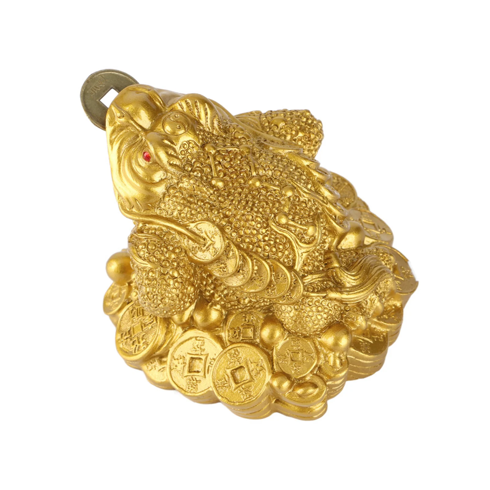 Resin Money Frog Decoration Golden Chinese Feng Shui Wealth Lucky Money Frog Coin Toad Home Desk Office Decoration - Detail 1