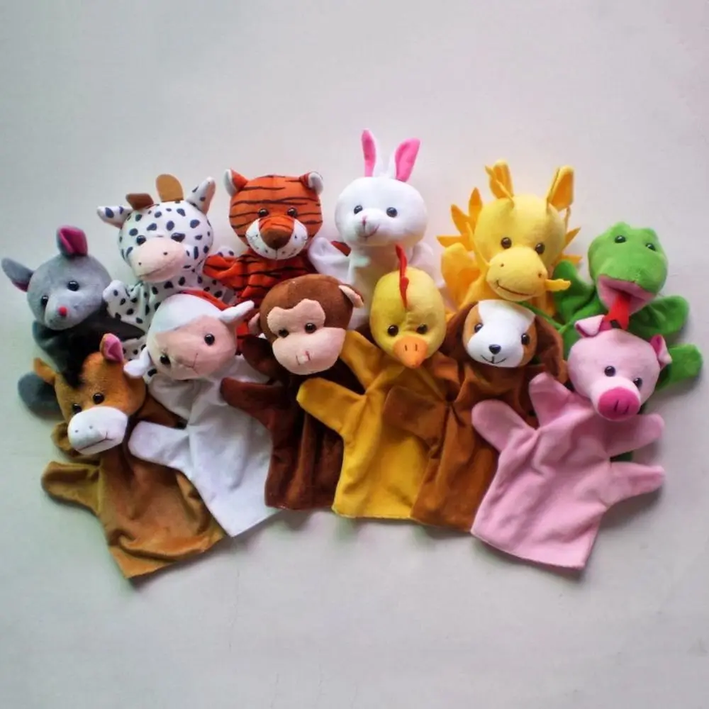 24 Arten von Handpuppen für Tiere, Plüschtier, Stoff, bezaubernde Handpuppen, pädagogische Requisiten, Puppen, Tiere, Hand-Fingerpuppe