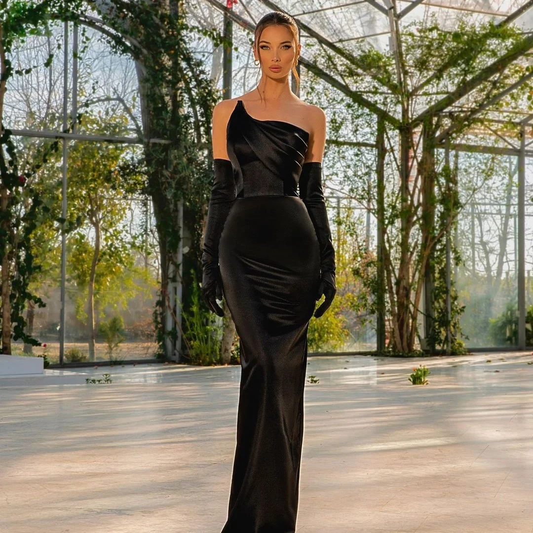 Robe de soirée en Satin, personnalisée, exquise, droite, manches détachables, sans bretelles, traîne de balayage, robe de soirée, Temperame