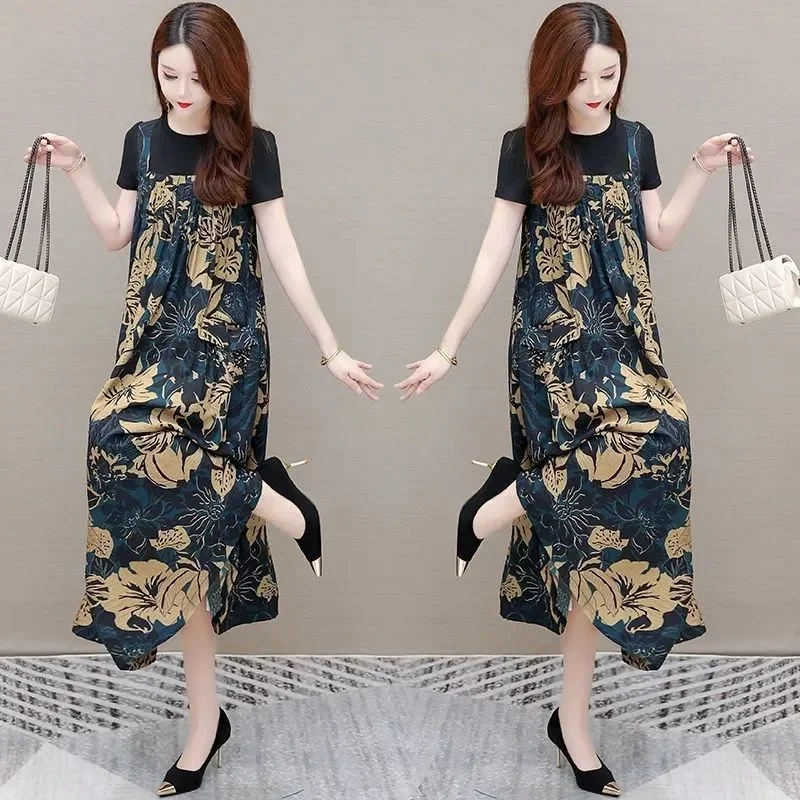 Women's Summer One Skirts Fashion Skirt T-shirt Top Two Piece Set Women Clothing Party Dresses Vestido Dress