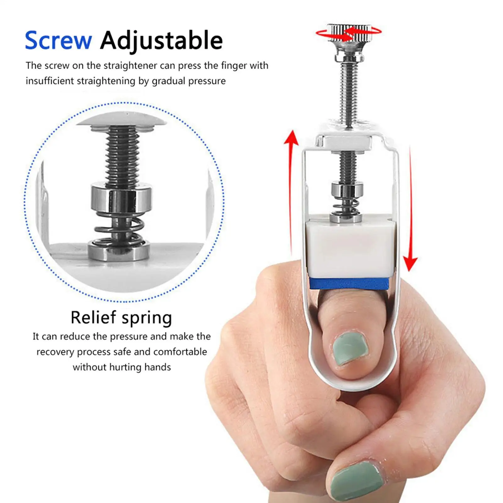 

Finger Straightener Hand Injury Joint Support Brace Finger Rehabilitation Machine White Average Size Finger Straightener