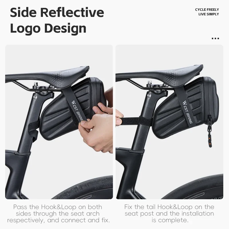WEST BIKING Bicycle Saddle Bag EVA Carbon Pattern Hard Shell Tail Bag 1.8L MTB Road Bike kit Repair Rear Bag Bike Accessories view 5