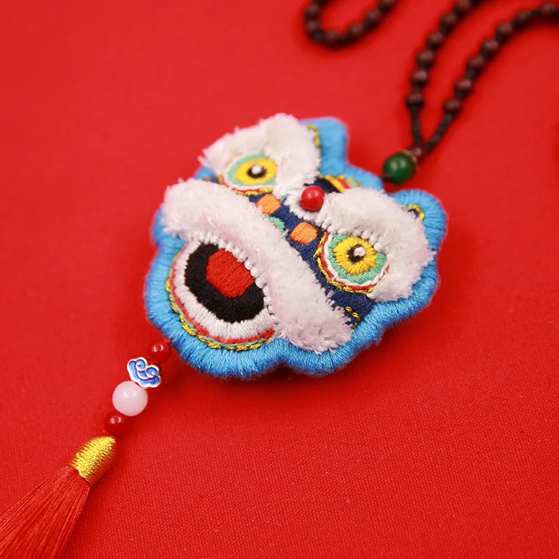 Chinese Traditional Auspicious Blessing Bag Handmade Embroidered Fortune Bag DIY Kit Tiger Dragon Lion Shape Lucky Accessories