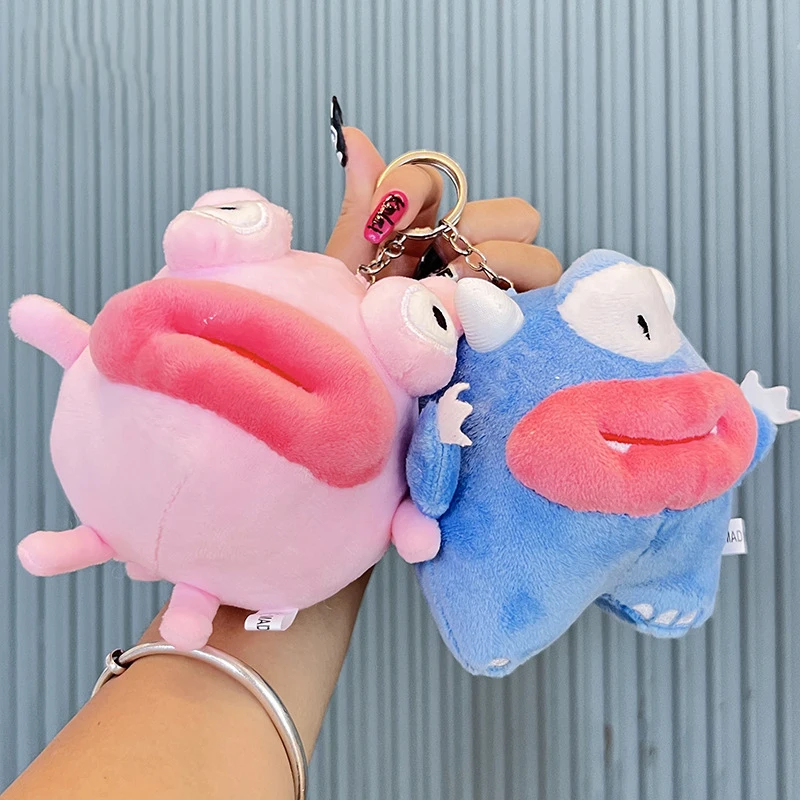 Porte-clés drôle de dessin animé en peluche Little Monster, pendentif créatif et mignon, bouche de saucisse, beurre, sac à dos