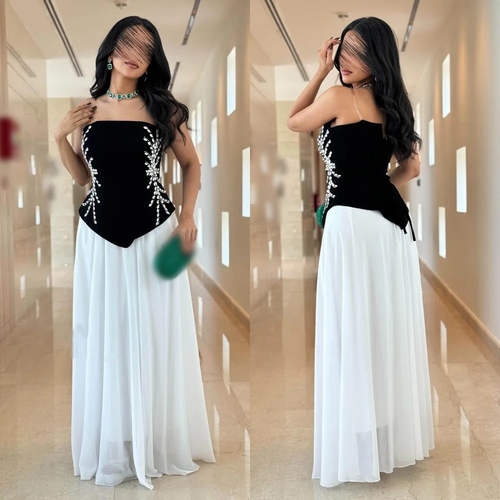 

Customized Jersey Rhinestone Pleat Strapless A-line Long Dresses Bespoke Occasion Charming Formal Evening Dress Elegant Party