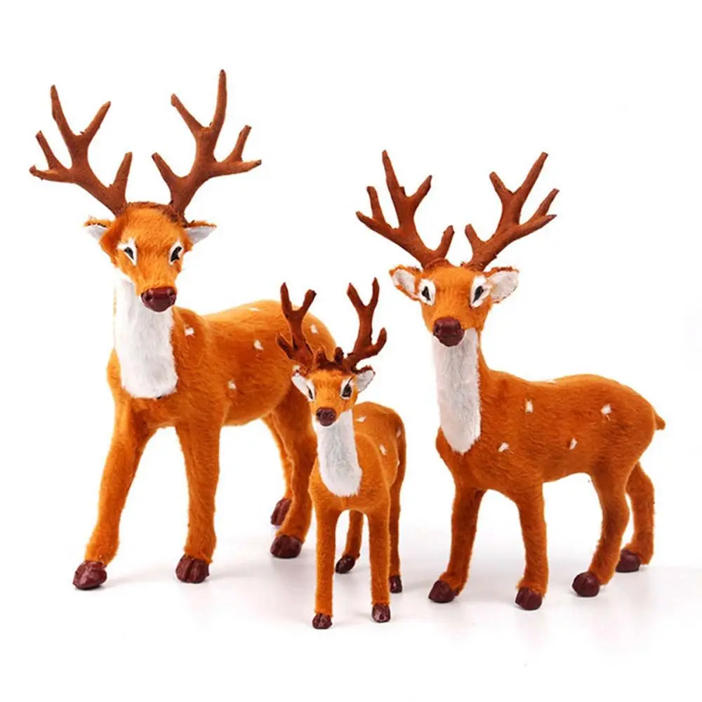 Cartoon Cute Desktop Model New Year Elk  Reindeer Ornament Miniature Figurine Christmas Decoration Simulation Deer