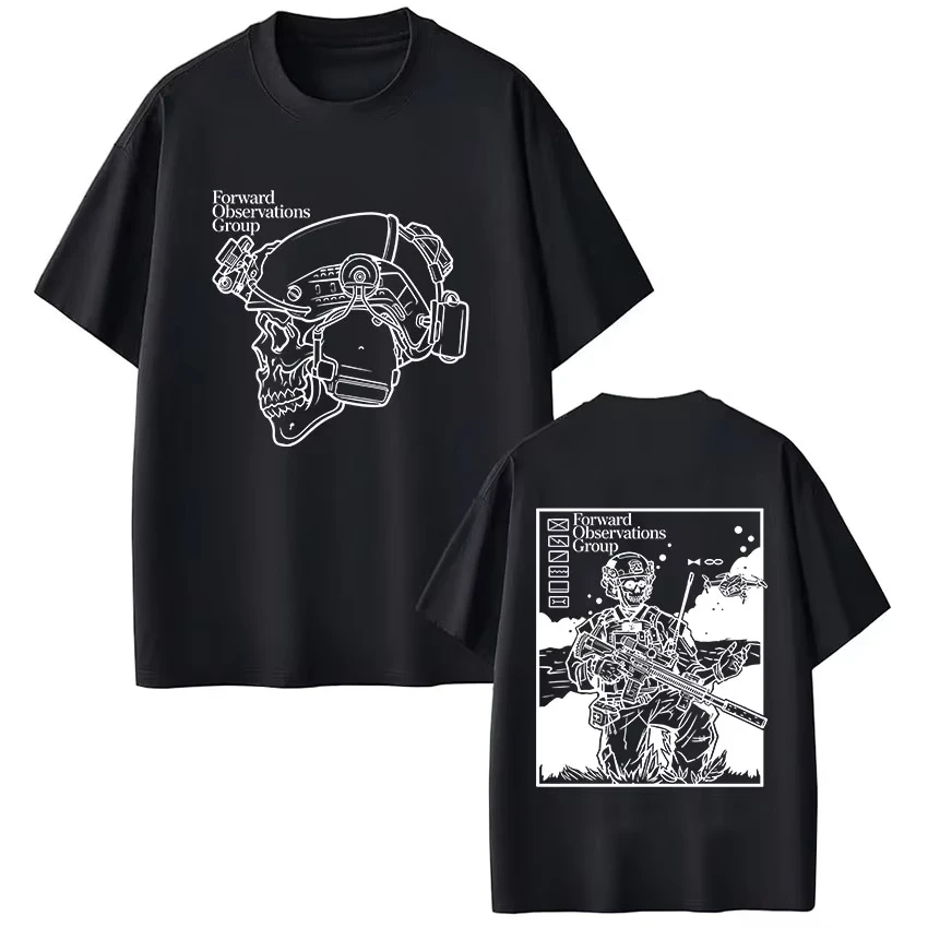 2026 New Punk Gothic Military Themed Oversized Short Sleeve Tops Forward Observations Group Skeleton Skull GraphicUnisexT-shirts