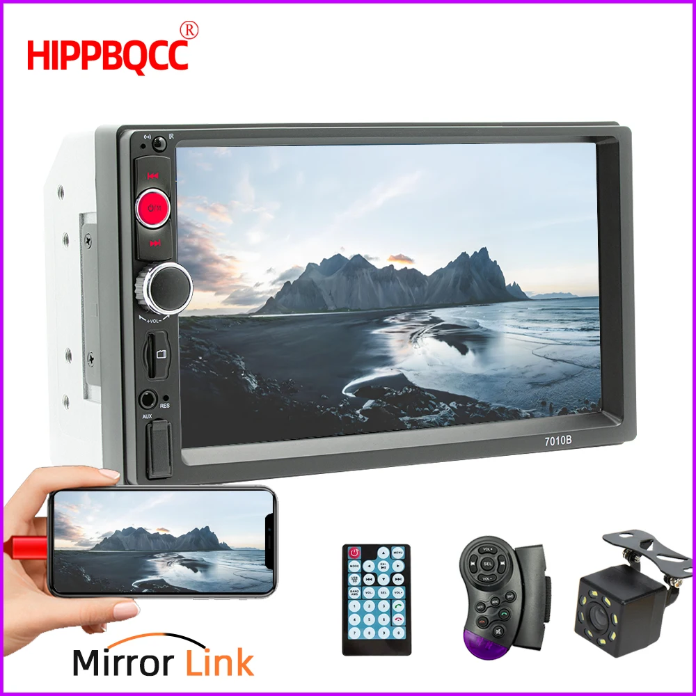 

HIPPBQCC Автомобильный радиоприемник 7-дюймовый Bluetooth-мультимедийный MP5-плеер с сенсорным экраном FM ISO Power Aux Input USB Mirror Link 2 Din Авторадио