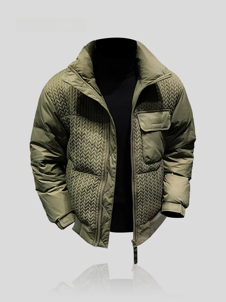 IT  Men's Casual down Jacket Autumn Winter Warmth Collar Rice Ear Patterned New 2023 Fashion Sun Protection Clothing