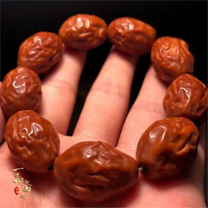 Handmade Olive Nut Bracelet Carved Red Dates Lucky Bracelet Beads Accessories Jujube Crafts Stone Carving Single Seed Pure Beade