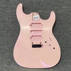 DB246 Pink Color Unfinished Electric Guitar Body Solid Wood Two Points Fixed Tremolo HSH Pickups DIY Guitar PARTS