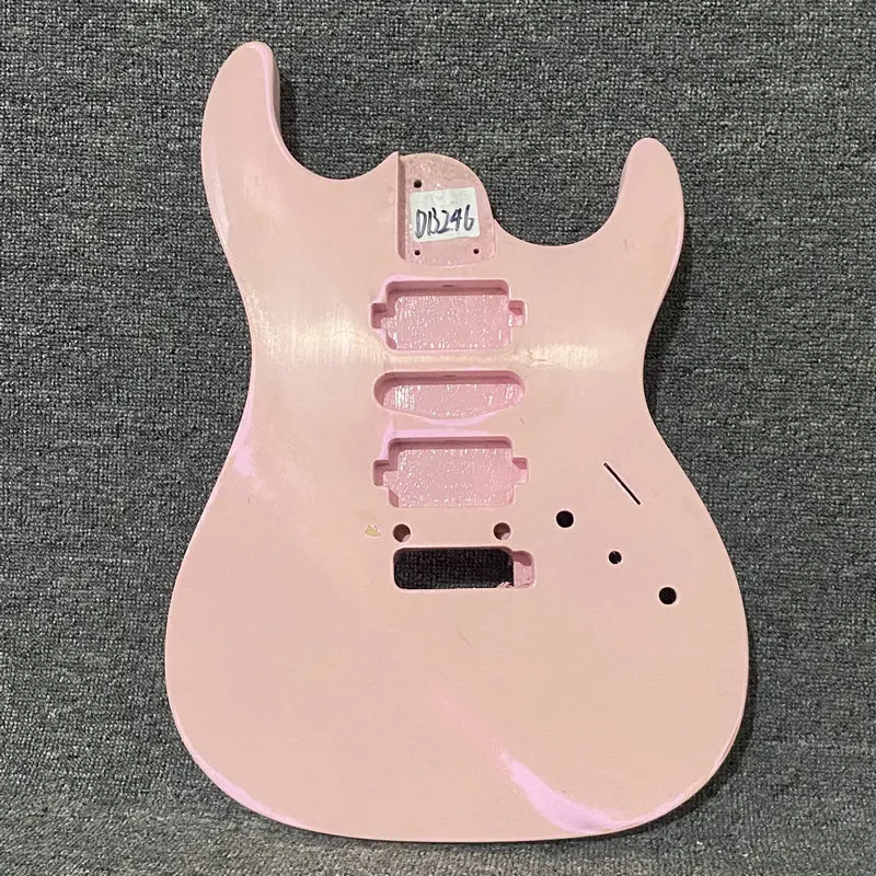 DB246 Pink Color Unfinished Electric Guitar Body Solid Wood Two Points Fixed Tremolo HSH Pickups DIY Guitar PARTS