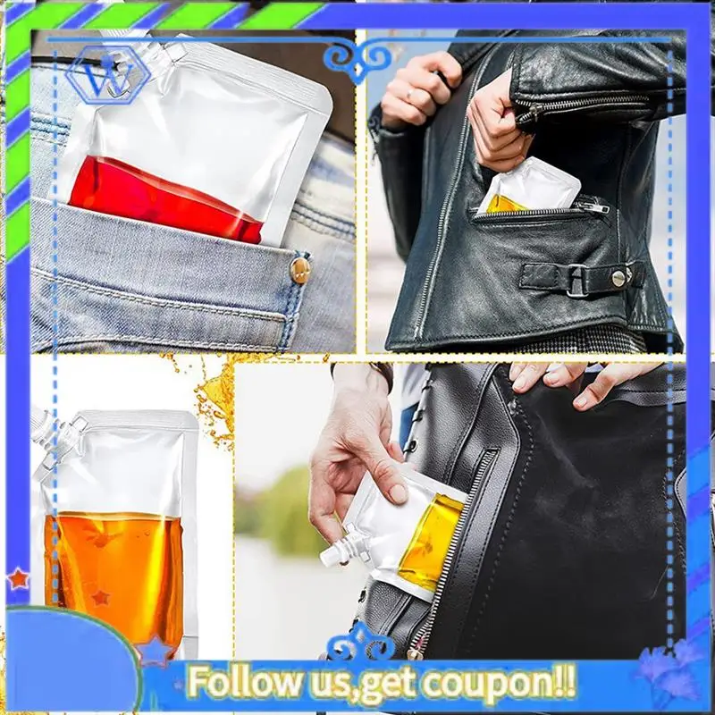 Easy To Use 100Pcs Portable Transparent Plastic Spout Pouch Plastic Pouch For Liquid Drink Pouch Sealed Packaging Bag