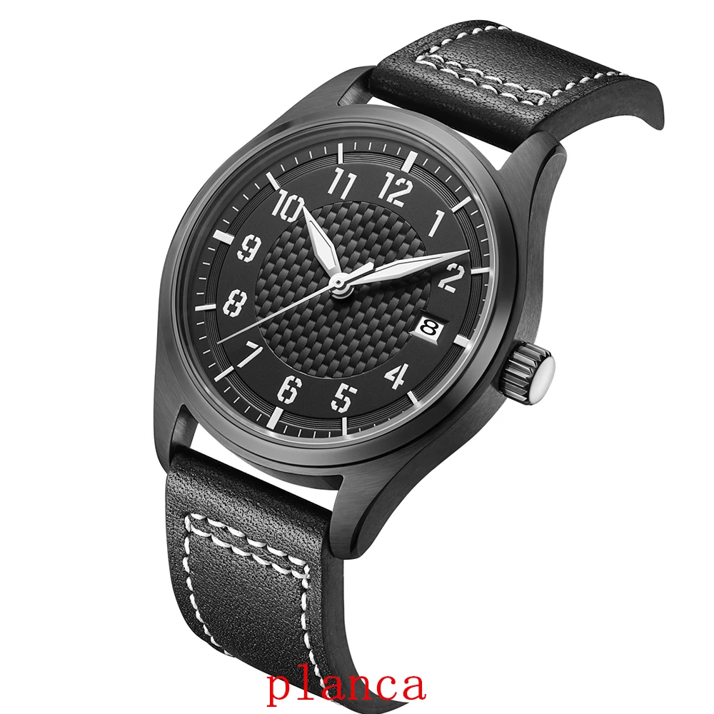 40MM Men's leisure Stainless steel Watch Leather Watch strap NH35 Automatic Movement
