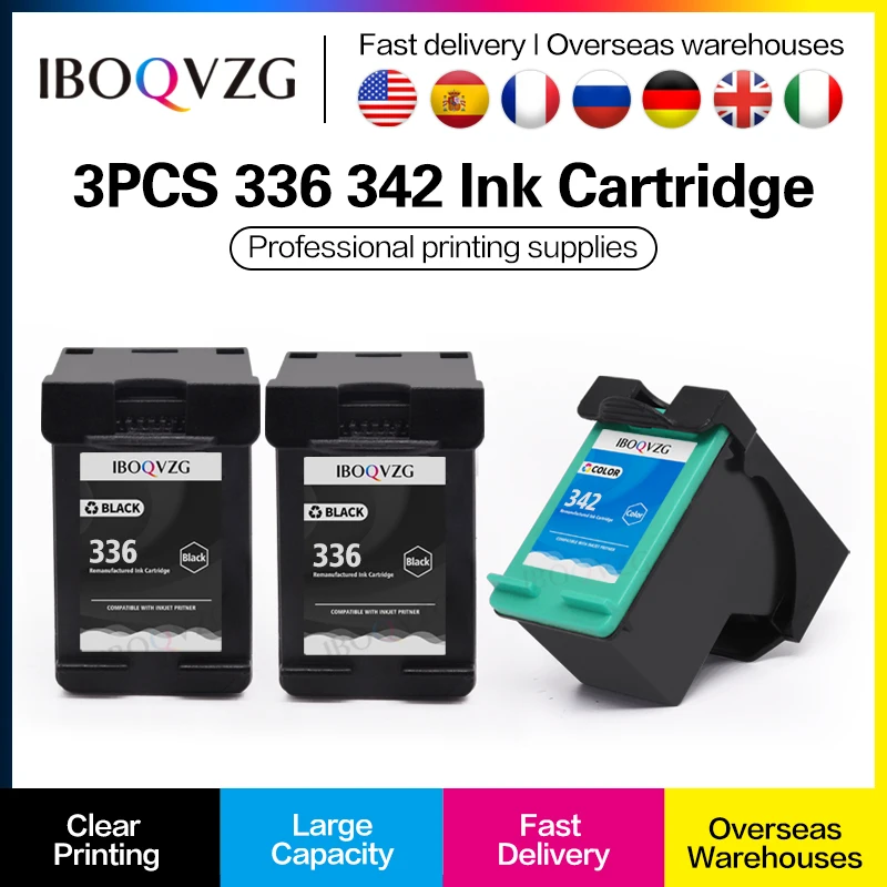 IBOQVZG Ink Cartridge 336 342 Replace for hp336 hp342 hp Deskjet 5440 PSC1510 Photosmart 1500 C3100 C3180 D5420 6310 printer