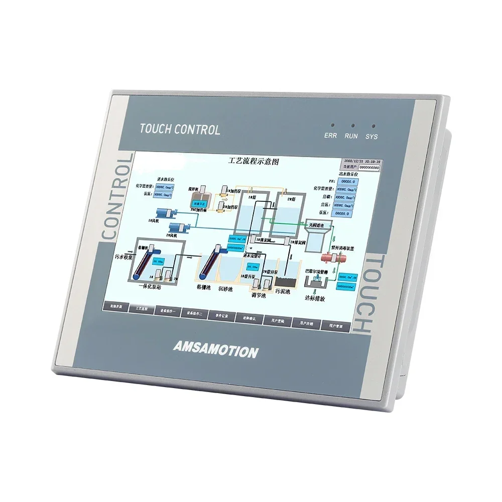 AMSAMOTION S7-200 Ethernet pintar, 7 inci HMI PLC Ethernet semua dalam satu 16DI 16DO 4AI 2AO pengontrol layar sentuh PT100 SMART200