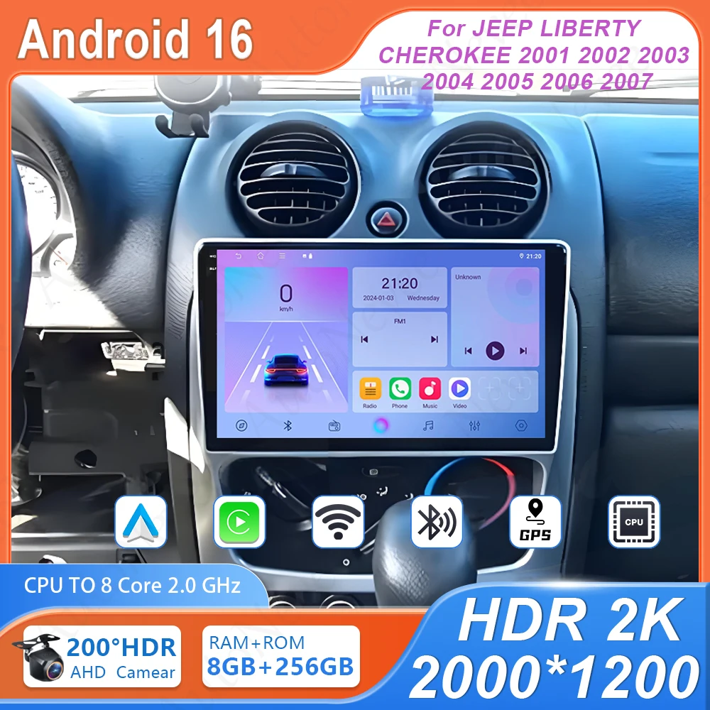 Android GPS Navigation No 2din For JEEP LIBERTY CHEROKEE 2001 2002 2003 2004 2005 2006 2007 Car Dvd Auto Radio Stereo Multimedia