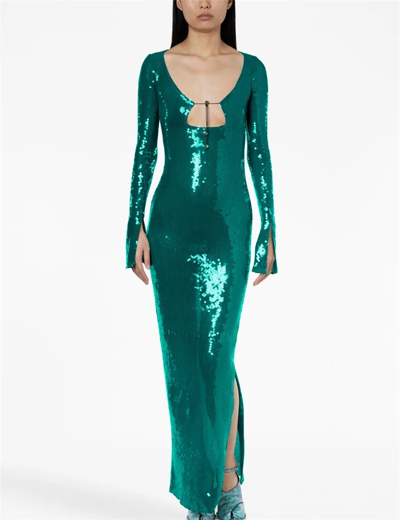 green-sequins-sheath-evening-dress-sexy-v-neck-full-sleeves-hollow-split-long-robe-formal-birthday-glitter-party-prom-gown
