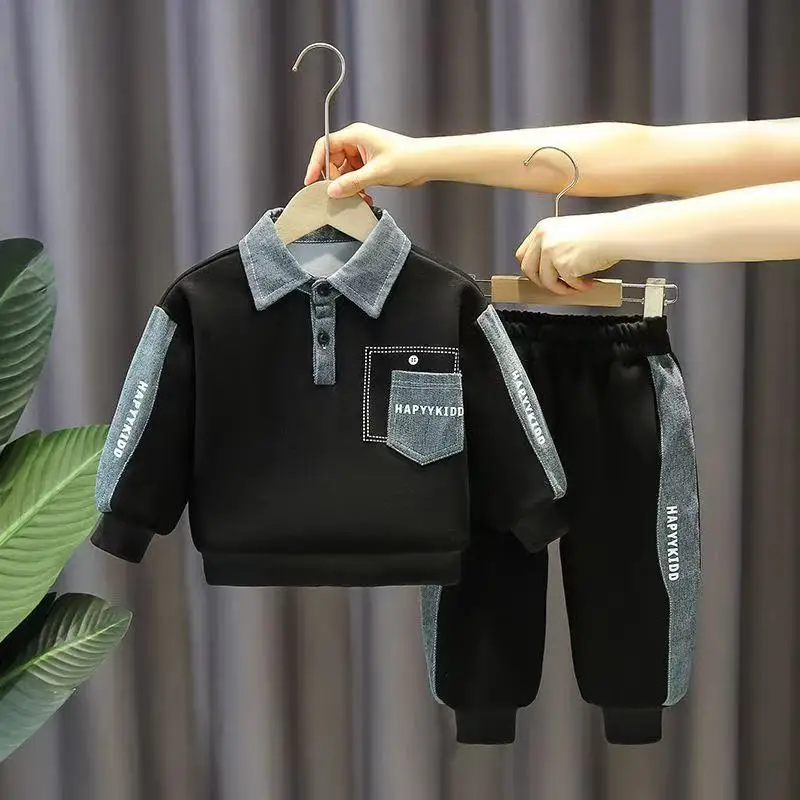 

Kids Clothing Set Boys Autumn Outfit Set New Children's Round Neck Sweatpants+Pant Two-piece Set Kids Outfits