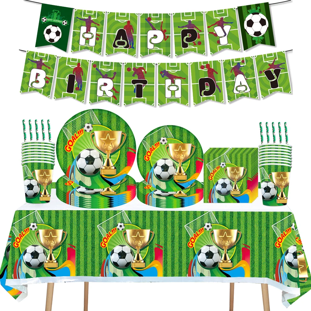 

Hot Football Sport Birthday Party Supplies Soccer Kids Decorations Banner Cup Plate Balloons Table Cover Baby Shower Toy Gifts