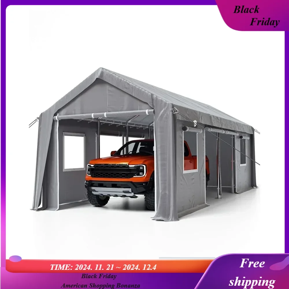 13'x25' Oversized Carport, Heavy Duty Portable Garage for Full-Size Pickup Truck, SUV, Compact Travel Trailer