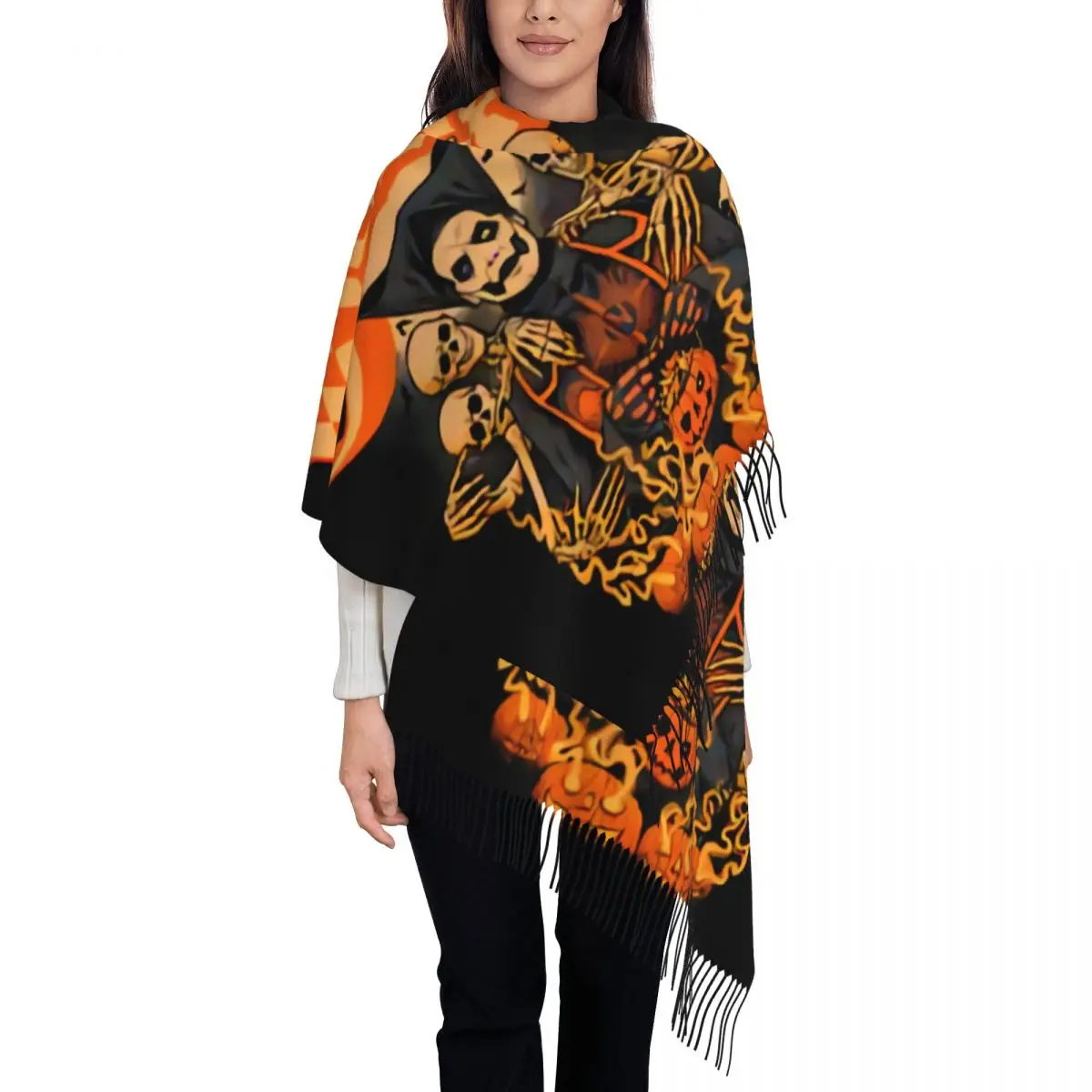 

Женский большой шведский хеви-метал рок-группа на заказ, шарфы-призраки, женские зимне-осенние толстые теплые шаль с кисточками, шарф