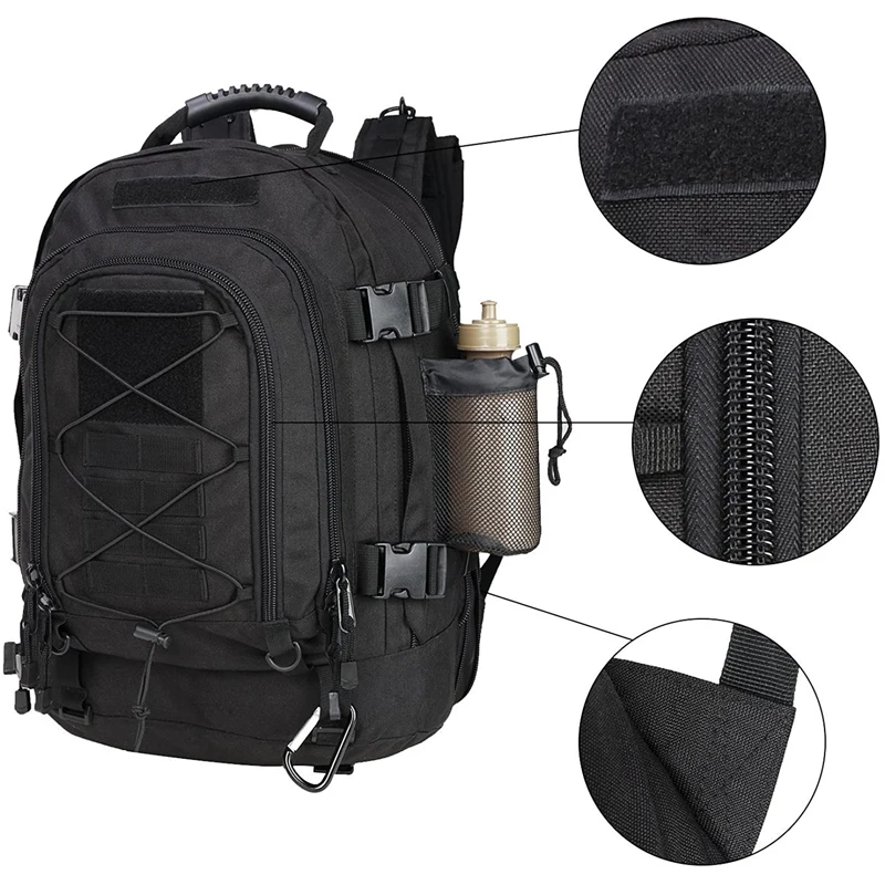 Mochila táctica Extra grande de 60L para hombre y mujer, morral resistente al agua para exteriores, senderismo, viaje, ordenador portátil