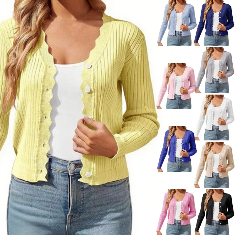 

Women's Cardigan Lightweight Summer Long Sleeve Open Front Cardigan Sweater Casual Button Down Knit Outerwear Jackets