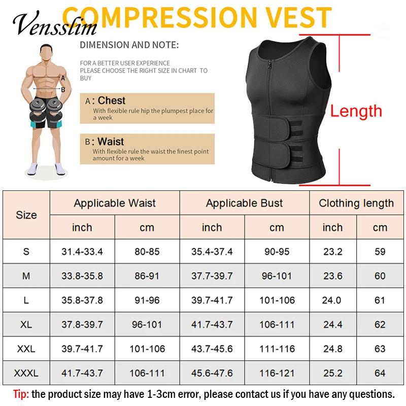Vensslim Slimming Compression Body Shaper Tops Men Fat Burner Sauna Sweat Trimmer Workout Corset Waist Trainer Weight Loss Vest - view 2