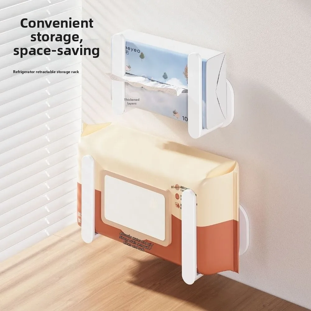 2Pcs Magnetic Paper Towel Holder Stable Stretchable Hat Storage Holder Space Saving Creative Wet Wipes Storage Rack Kitchen