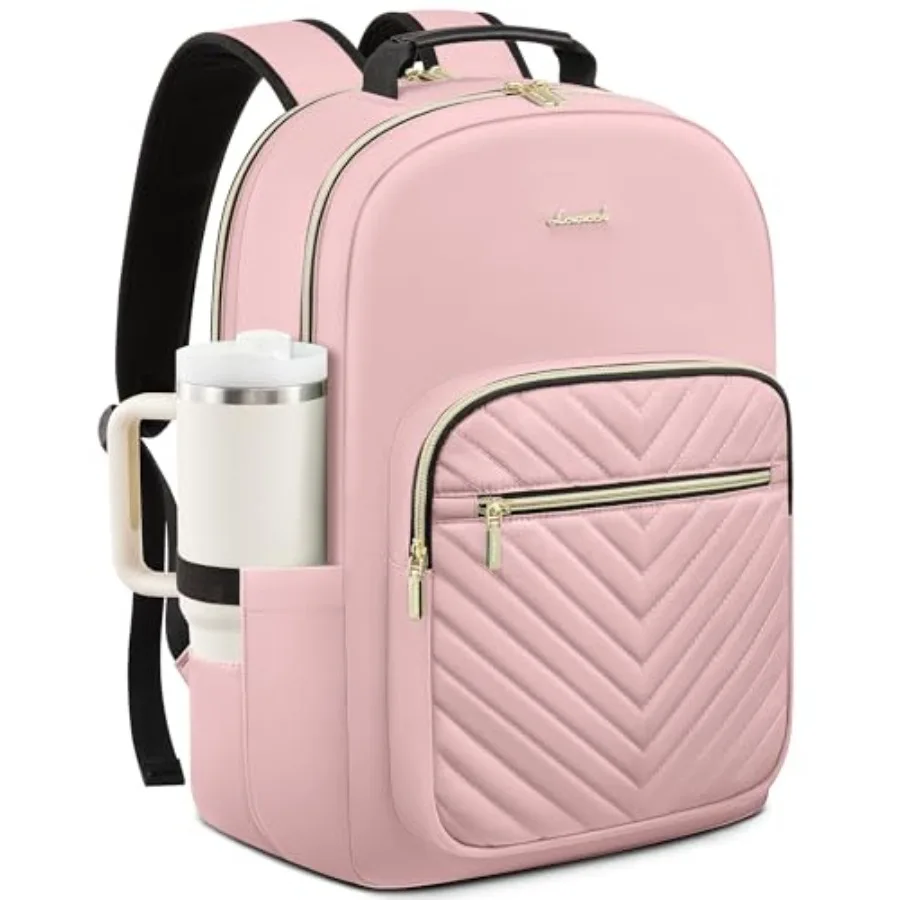 

Laptop Backpack for Women with Giant Tumbler Holder, Designer Travel Backpack Laptop Bag College Backpack, Quilted Work Nurse T