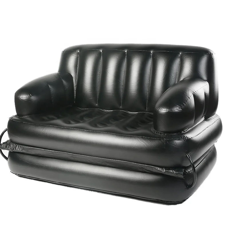

Black PVC 5-in-1 inflatable pull-out sofa air lounge, safe, comfortable and durable