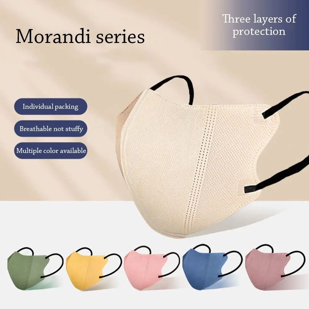 10Pcs Fish Mask Summer Slim Edition Adult Morandi 3 Layer Approved Face Masks Respirator Masque