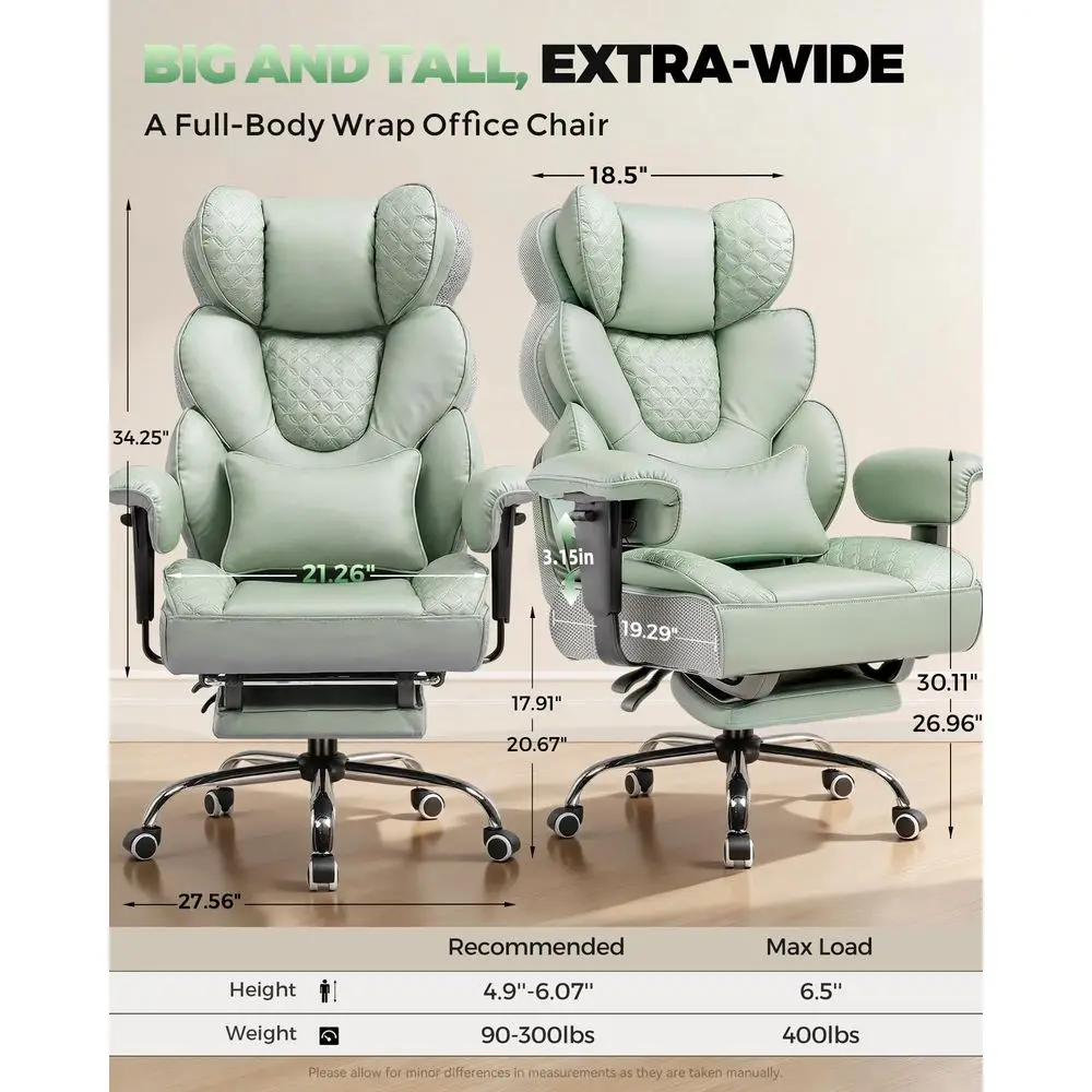 

Big and Tall Office Chair with Upgrade Footrest, Heavy Duty Gaming Chair High Back Executive Chair with Spring Lumbar Support f