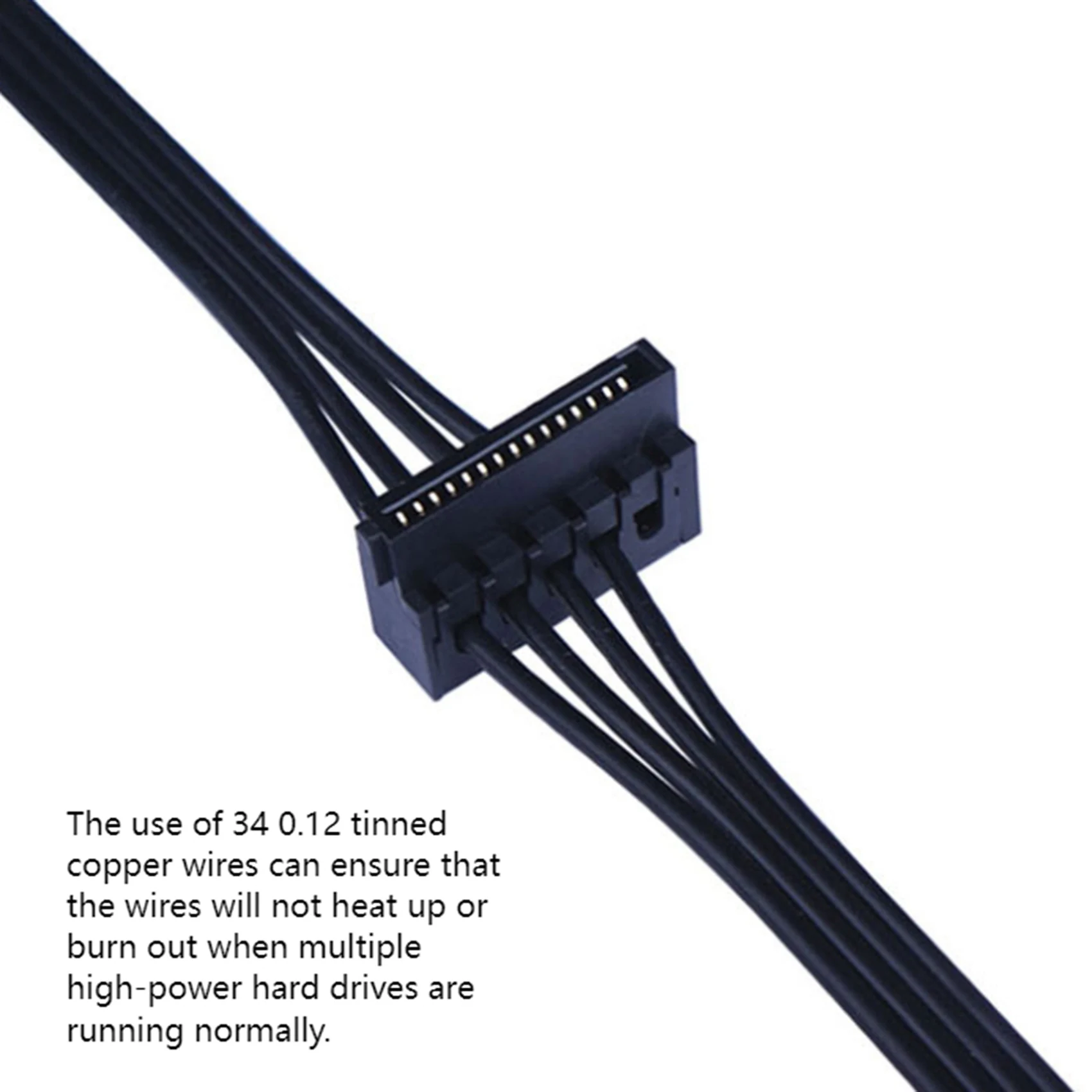 A08E-2Pcs 미니 4핀-듀얼 15핀 SATA HDD 전원 케이블 미니 4P-직렬 SSD 듀얼 HDD 전원 케이블, 45Cm/17.7인치