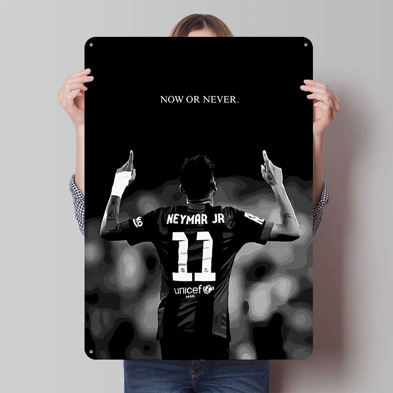Neymar Jr. Now or Never Poster Customized Vintage Metal Signs Wall Art Retro Tin Plaque for Decor Room Decoration Gaming House