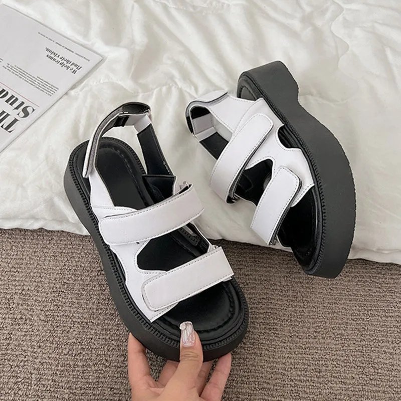 Women Sandals 2024 Summer White Casual Platform Flat sandalias Shoes Fashion Black Chunky Sole Casual Rome Sport Sandales Femme