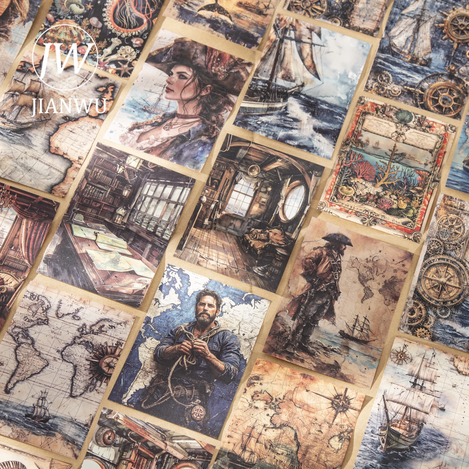 

JIANWU Maritime Chronicles Series Vintage Navigation Landscape Collage Scrapbook Material Paper Creative Junk Journal Stationery