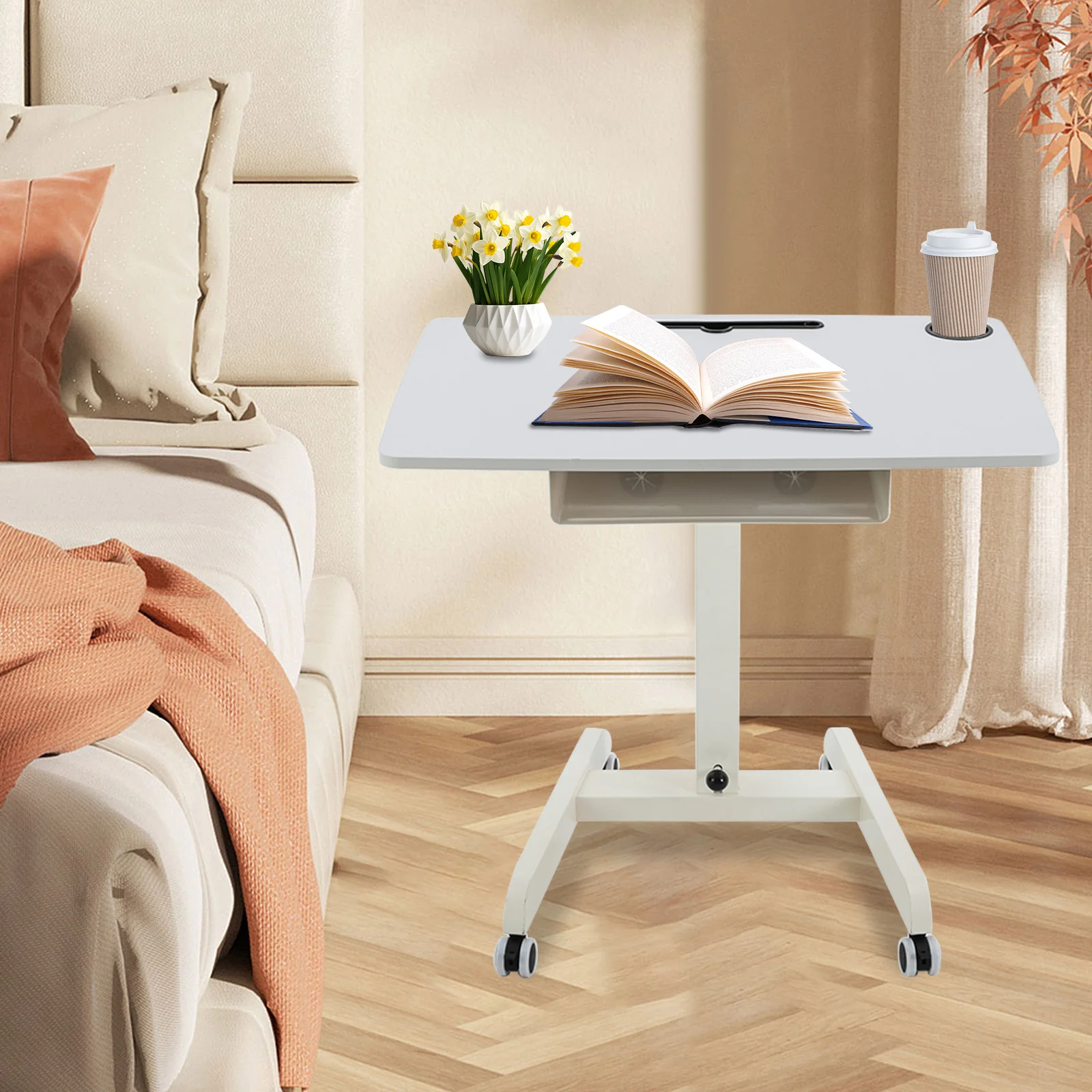 Adjustable Standing Desk with Storage | 22"x32"x44" Mobile Workstation on Wheels