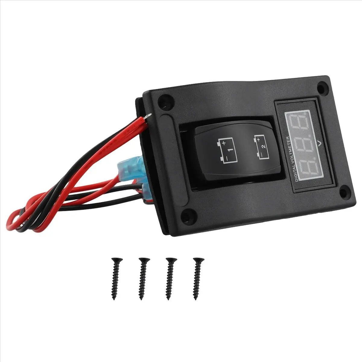12-24V LED Dual Battery Test Panel Rocker Switch Car Truck Marine Boat Voltmeter 4P ON-OFF-ON
