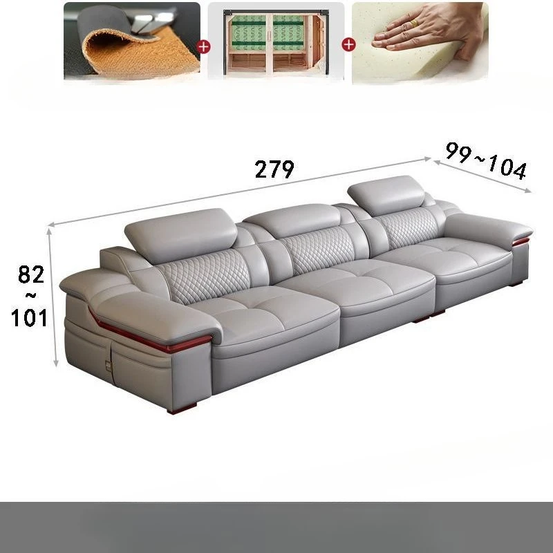 Leather first layer cowhide modern simple  living room leather art multi-functional advanced wood