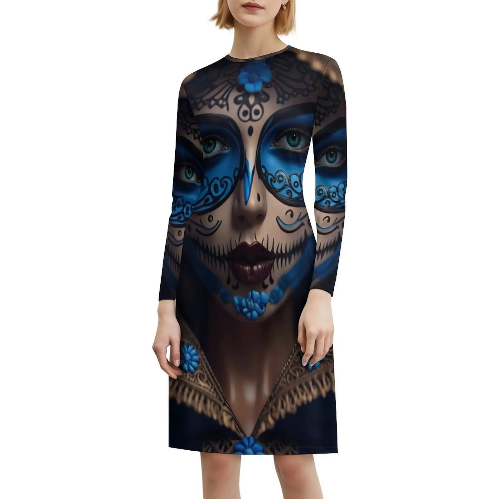 فستان كاترينا مثير للإجازات للنساء على الشاطئ وحفلات أعياد الميلاد فستان قصير كاترينا المكسيكي كاترينا يوم ميت ملابس نسائية #6