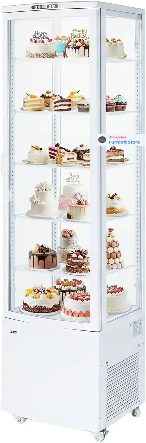 Refrigerated Display Case, 9.8 Cu.Ft./278L Large Pastry Display Case, 5-Tier Commercial Cake Refrigerator with LED Lighting